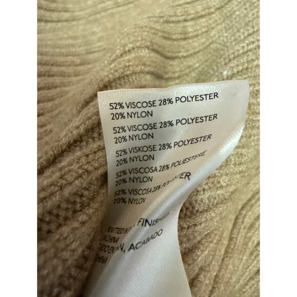 Anthropologie Tan Rib Knit Long Batwing Sleeve Drop Shoulder Sweater Top Size XS - Picture 4 of 4